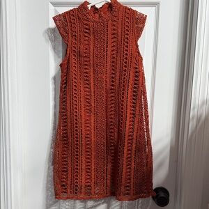 GB Girls Sleeveless Lace Dress - Rust